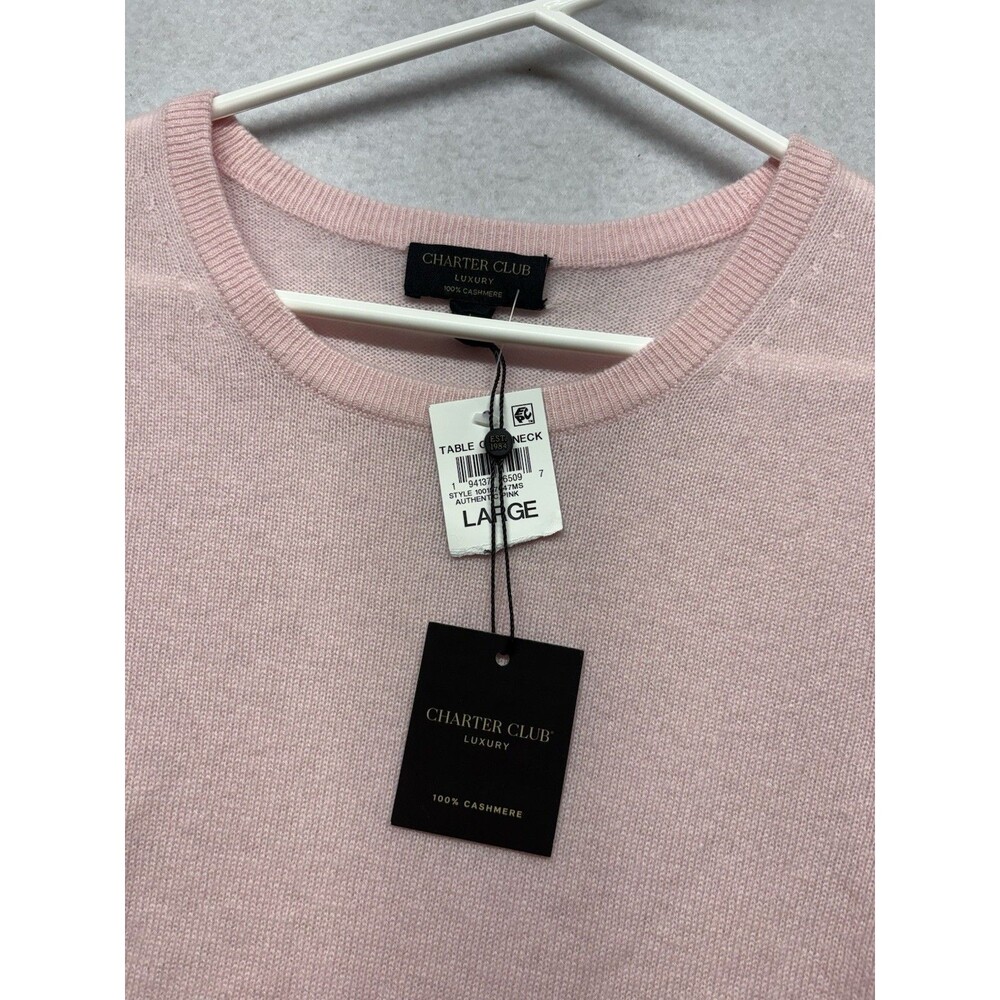 Charter Club Crewneck Sweater Womens L Pink 100% Cashmere Quiet Luxury NWT - Picture 3 of 4